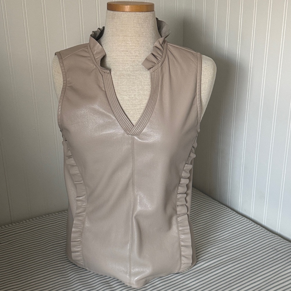 Elegant Sleeveless Ruffle Top - Cream